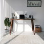 Hanah Home Mesa de estudio Cozy en Nogal con Cristal Templado